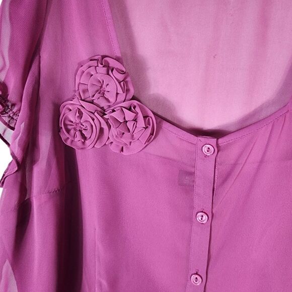 East 5th Plum Rose Sheer Tank and Blouse - Picture 5 of 7